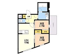 MODERN ASPIRATION 薬院Court 2丁目 2LDKの間取図画像