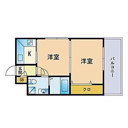 エステート・モア薬院通り 2Kの間取図画像