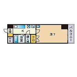 ロイヤル天神南200 1Kの間取図画像