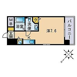 カスタリア薬院 ワンルームの間取図画像