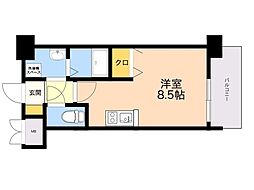 エンクレスト天神LIFE ワンルームの間取図画像