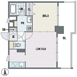 リフェスタ渡辺通 1LDKの間取図画像