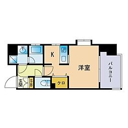 レジディア警固 ワンルームの間取図画像
