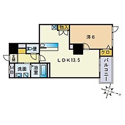 S-FORT警固タワー 1LDKの間取図画像