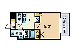 エンクレスト天神4 1Kの間取図画像