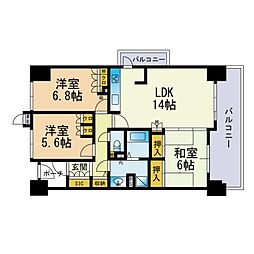サーパス平尾駅前 3LDKの間取図画像