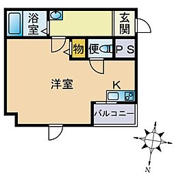 エミネント21 ワンルームの間取図画像