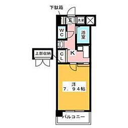 エンクレスト天神2 1Kの間取図画像