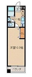 フォンス平尾 1Kの間取図画像