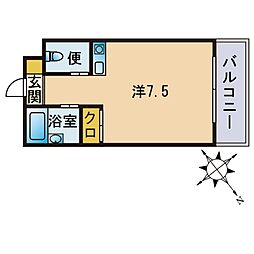 コルディアーレ警固 ワンルームの間取図画像
