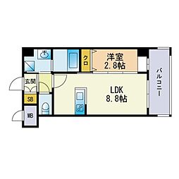 アルティザ平尾 1LDKの間取図画像