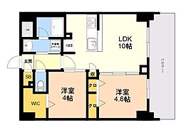 S-RESIDENCE薬院aureate 2LDKの間取図画像
