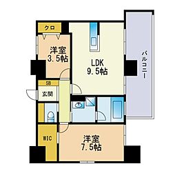 モダンパラッツォ天神南リーフ 2LDKの間取図画像