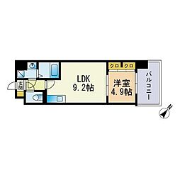 エスティメゾン薬院 1LDKの間取図画像