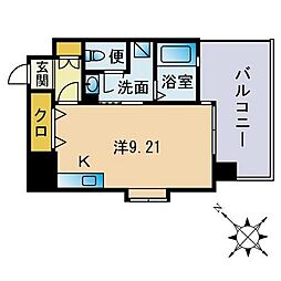 エスティメゾン薬院 ワンルームの間取図画像