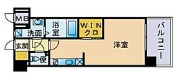 エンクレスト渡辺通南 1Kの間取図画像