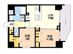 S-RESIDENCE薬院aureate 2LDKの間取図画像