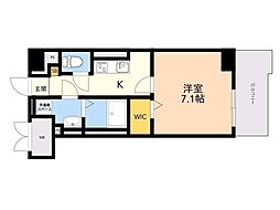 ドゥバーグ渡辺通 1Kの間取図画像