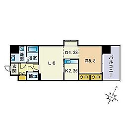 エスティメゾン薬院 1Kの間取図画像