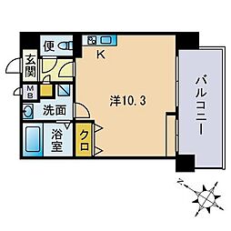 エスティメゾン薬院 ワンルームの間取図画像