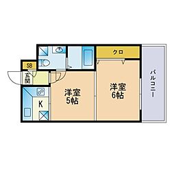 エステート・モア薬院通り 2Kの間取図画像