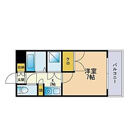 ディアマンテ薬院 1Kの間取図画像