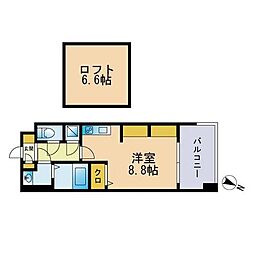 エスティメゾン薬院 ワンルームの間取図画像