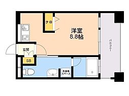 レジディア警固 ワンルームの間取図画像
