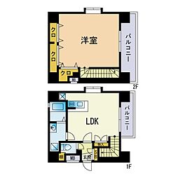 アクアシティ渡辺通 1LDKの間取図画像