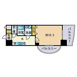 ロイヤルコンフォート渡辺通 1Kの間取図画像