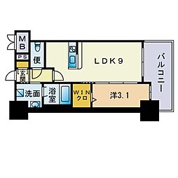 エンクレスト薬院大通 1LDKの間取図画像