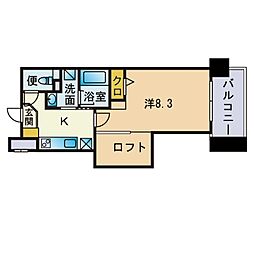 アクタス天神アネックス 1Kの間取図画像