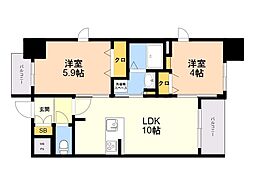 エンクレスト博多EXCEED 2LDKの間取図画像