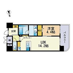 ウェルブライト博多ステーション 1LDKの間取図画像