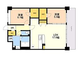 ビオネ美野島 2LDKの間取図画像