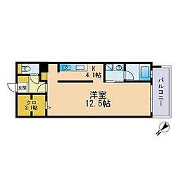 リバーフェイス博多 ワンルームの間取図画像