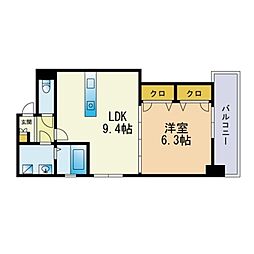 プレジールT・J 1LDKの間取図画像