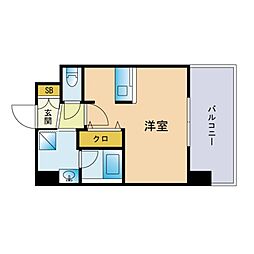 エンクレスト博多Rey 1Kの間取図画像