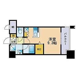 エンクレスト博多 ワンルームの間取図画像