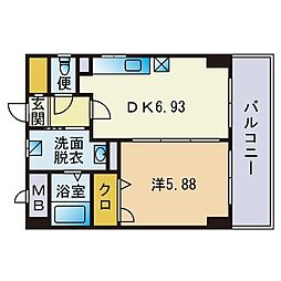 ローヤルマンション博多駅前 1DKの間取図画像