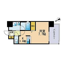 エンクレスト祇園2 1Kの間取図画像