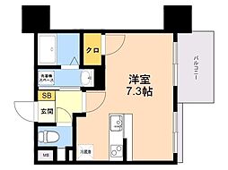 ウィルドゥ中洲 ワンルームの間取図画像