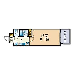 エンクレスト博多駅南 1Kの間取図画像