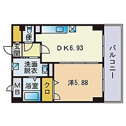 ローヤルマンション博多駅前 1DKの間取図画像