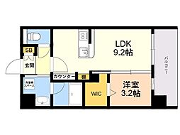 LIBTH博多住吉PREMIER 1LDKの間取図画像