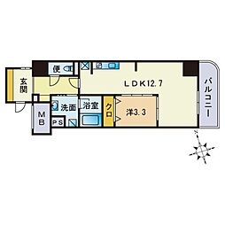 ウェルブライト博多ステーション 1LDKの間取図画像