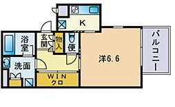 サンヒルズ博多 ワンルームの間取図画像