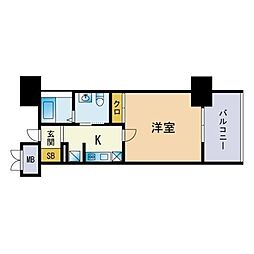 サヴォイオーサーズプレイス 1Kの間取図画像