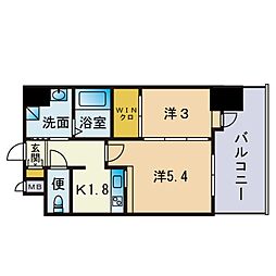 エンクレスト博多駅前ART 2Kの間取図画像