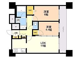 エンクレスト博多EXCEED 2LDKの間取図画像
